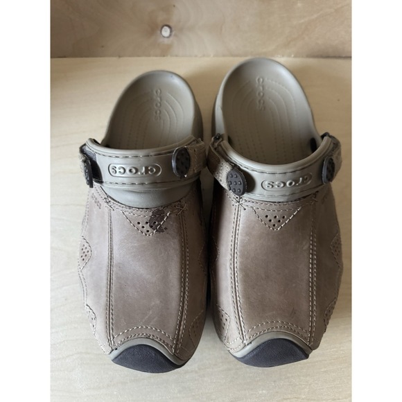 CROCS Other - Crocs Swiftwater Mens Size 8 Brown Casual Classic Leather Slip On Clogs Sandals